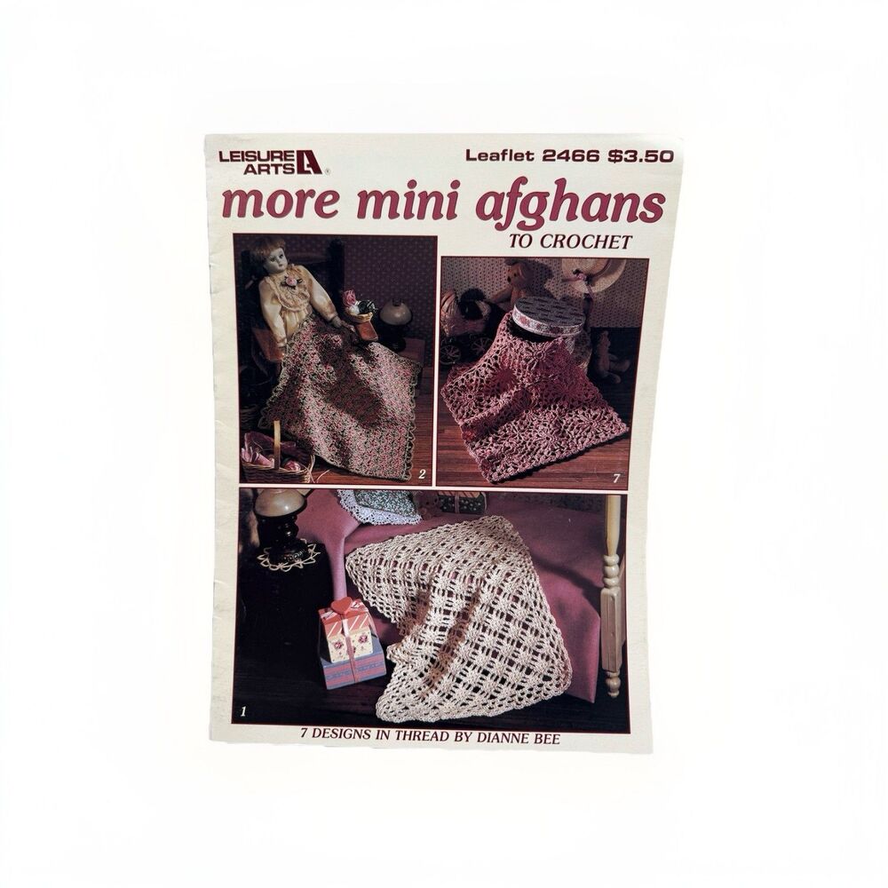 More Mini Afghans Crochet Leisure Arts Crochet Pattern Leaflet 2466 Dianne Bee